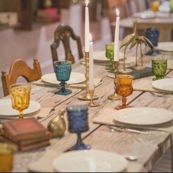 Vintage Green Goblets Set Wedding Party Glasses - Picture 5 of 6